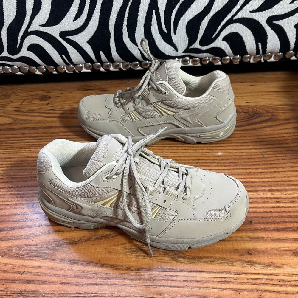 Vionic 23WALK Women's Tan Leather Lace Up Comfort Walking Shoes Size 11 Wide